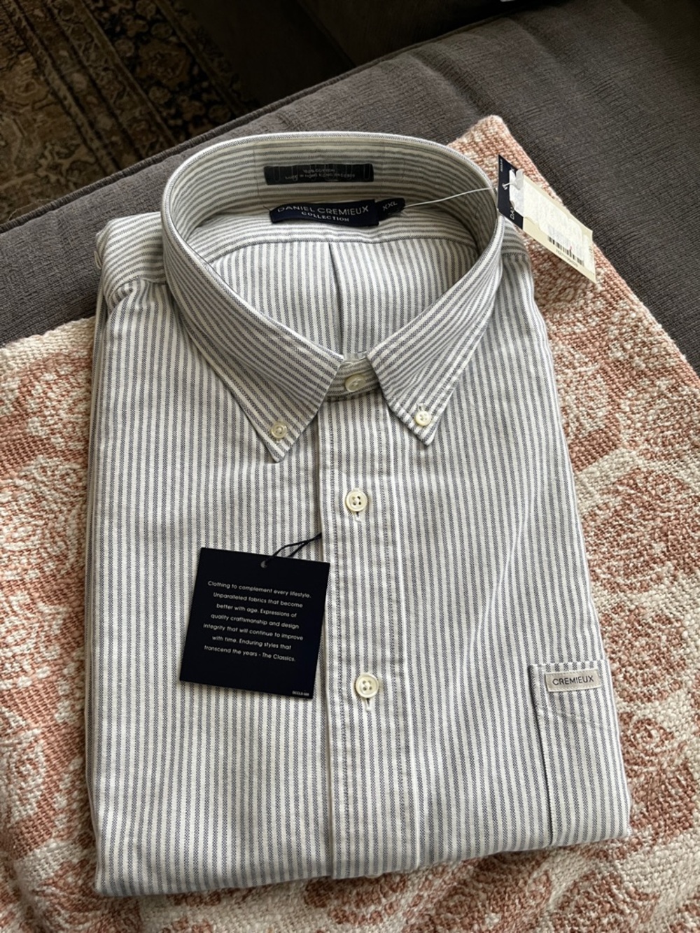 Daniel Cremieux Men's Gray Striped Button-Down Shirt
